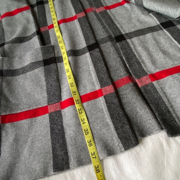 Tahari Duster Plaid Open Cardigan Sweater Coat - Picture 13 of 14